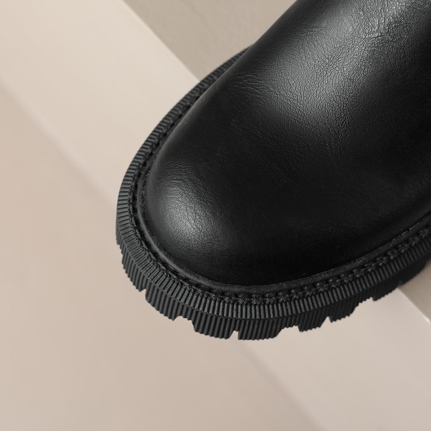 TinaCus Handmade Women's Leather Patchwork Side Zip Round Toe Low Block Heel Platform Boots
