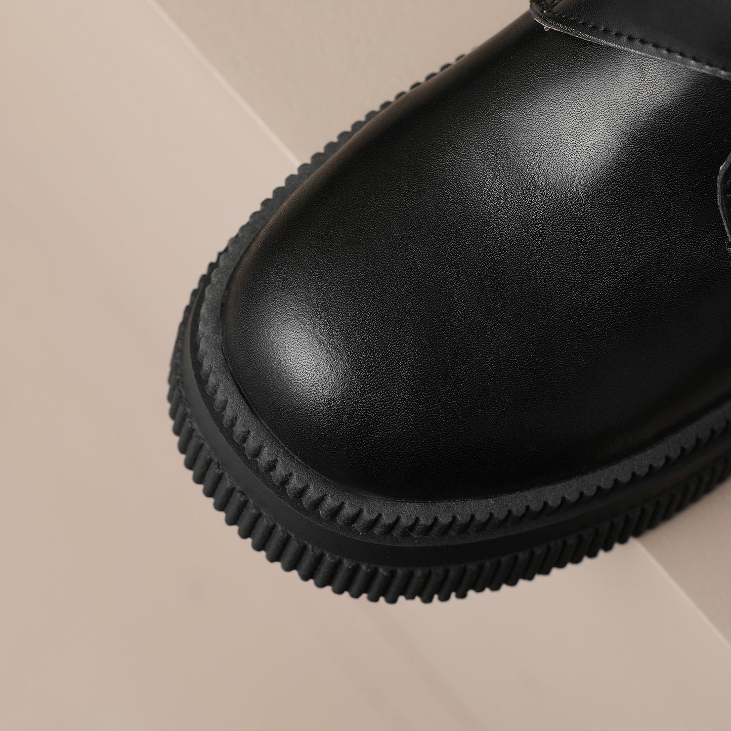 TinaCus Handmade Women's Genuine Leather Side Zip Buckle Round Toe Low Block Heel Platform Boots