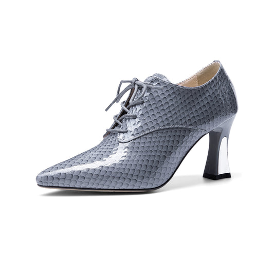 TinaCus Damen-Pumps aus echtem Leder, handgefertigt, transparent, spitze Zehenpartie, sexy High Heel, zum Schnüren, anmutige Pumps