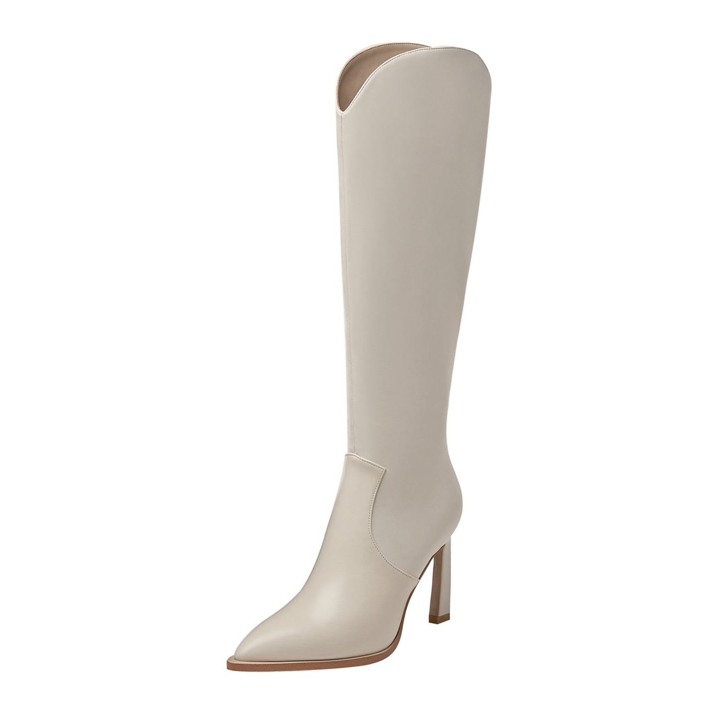 TinaCus Women's Genuine Leather Pointed Toe Handmade Stiletto Heels Half Side Zipper Stylish Knee High Boots