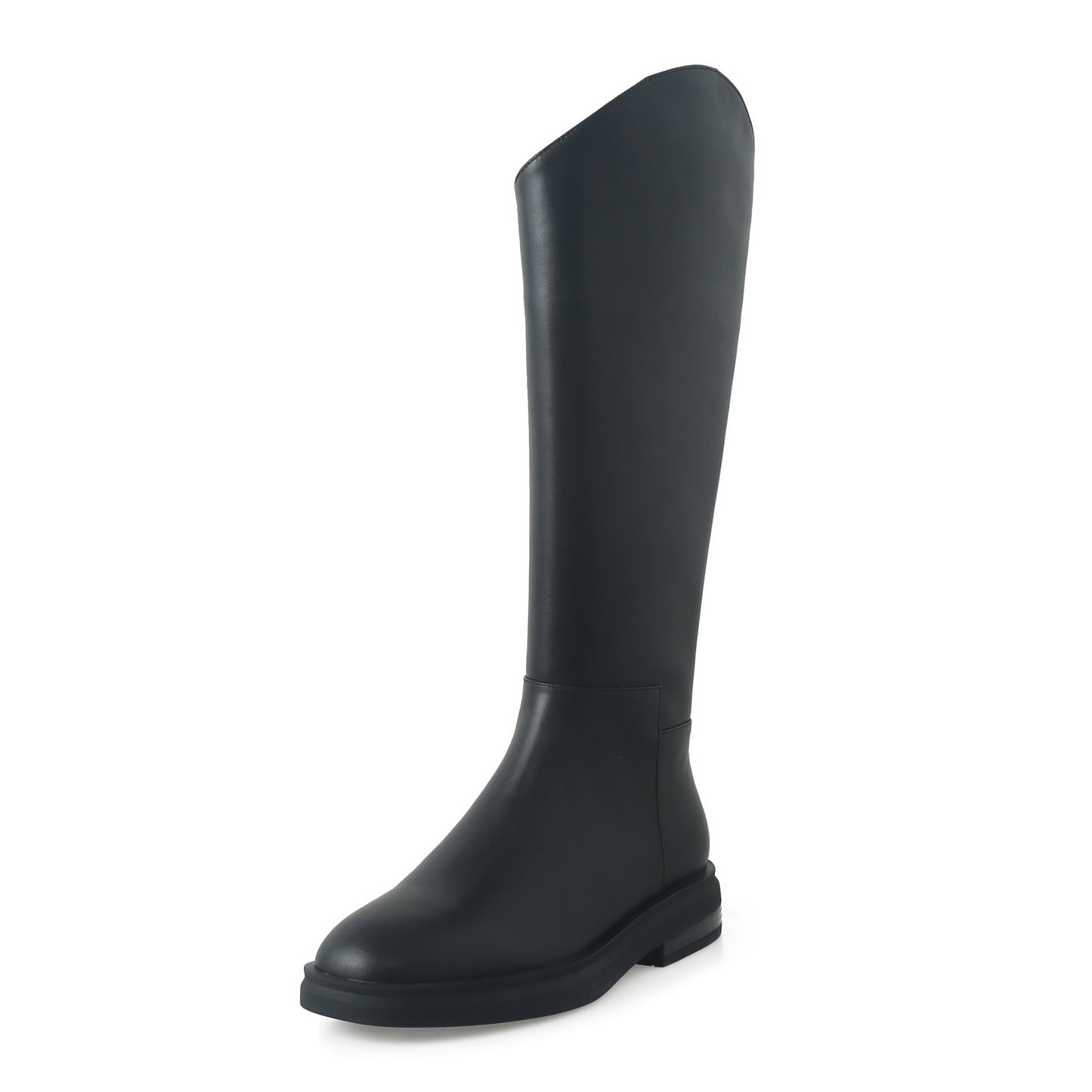 TinaCus Women's Genuine Leather Handmade Round Toe Block Heel Side Zip Up Stylish Knee-High Boots
