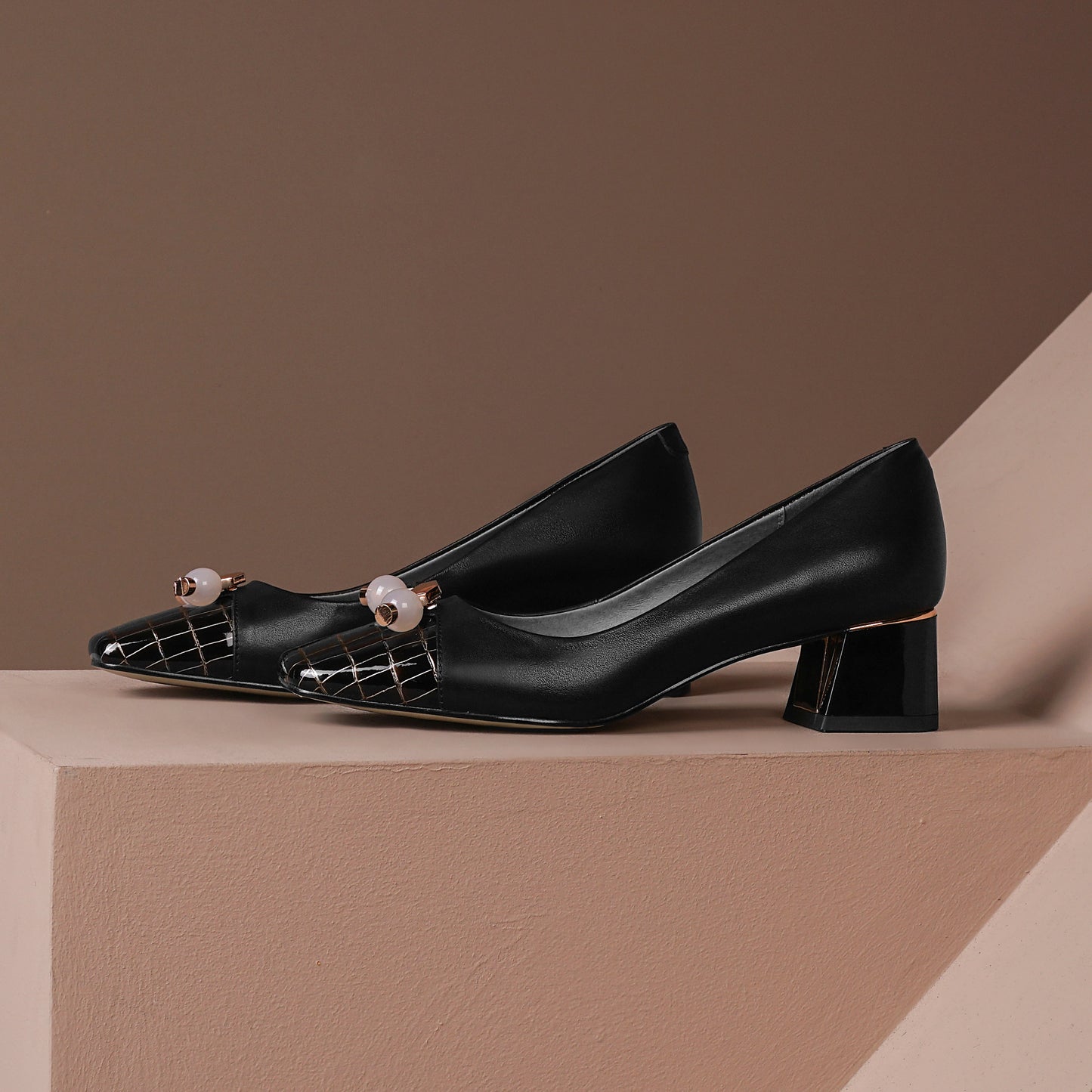 TinaCus Genuine Leather Women's Glossy Square Toe Handmade Comfortable Low Block Heel Slip On Modern Pump Shoes