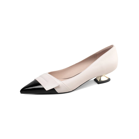 TinaCus Women's Genuine Leather Handmade Patent Pointed Toe Comfortable Low Heel Slip On Assorted Color Pump Shoes