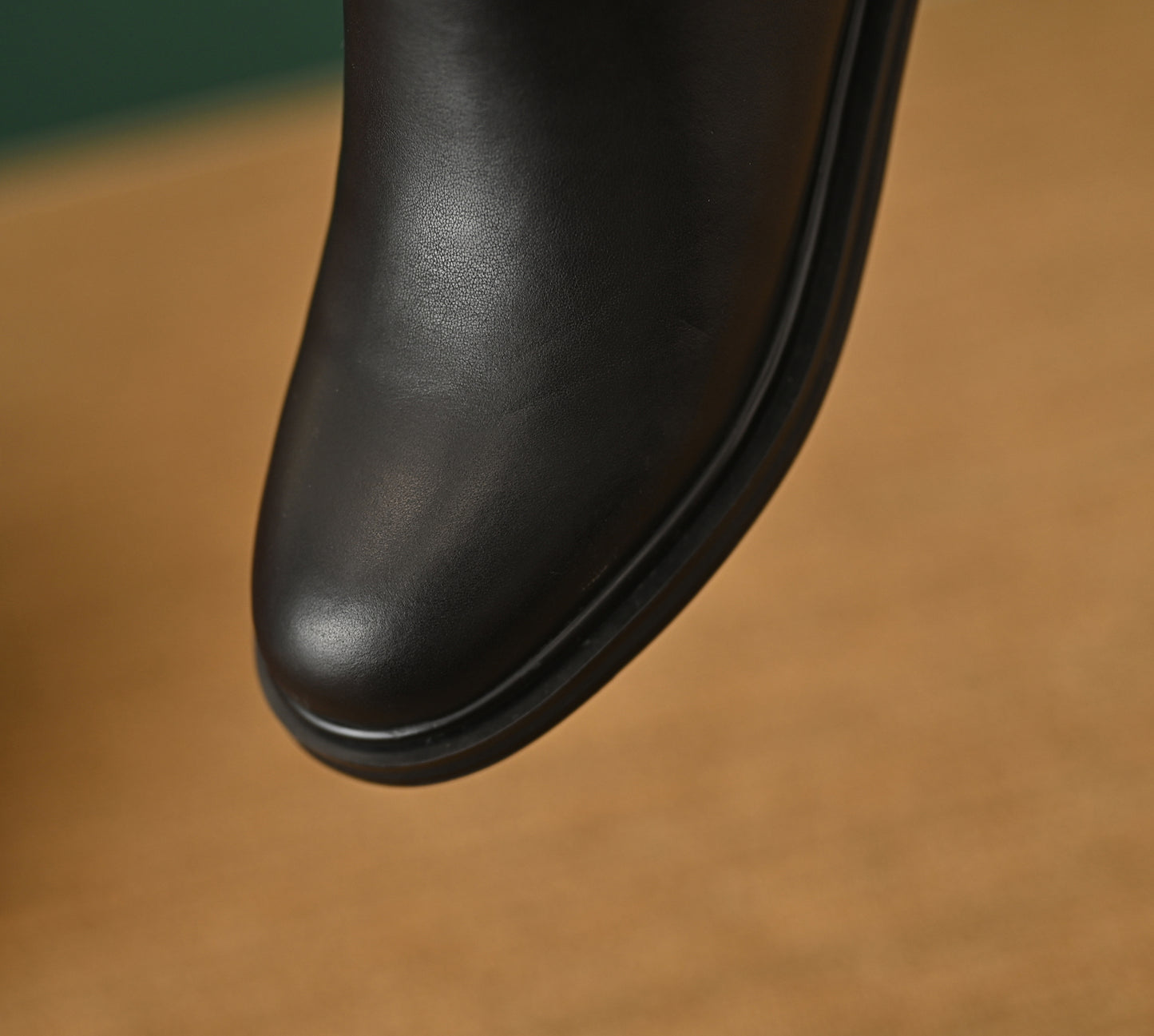 TinaCus Women's Genuine Leather Round Toe Handmade Side Zipper Low Chunky Heels Trendy Knee High Boots