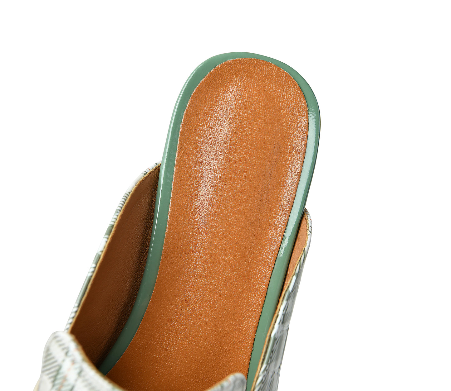 TinaCus Women's Square Toe Plaid Genuine Leather Handmade Buckle Decor Stylish Low Heel Sandal Slippers