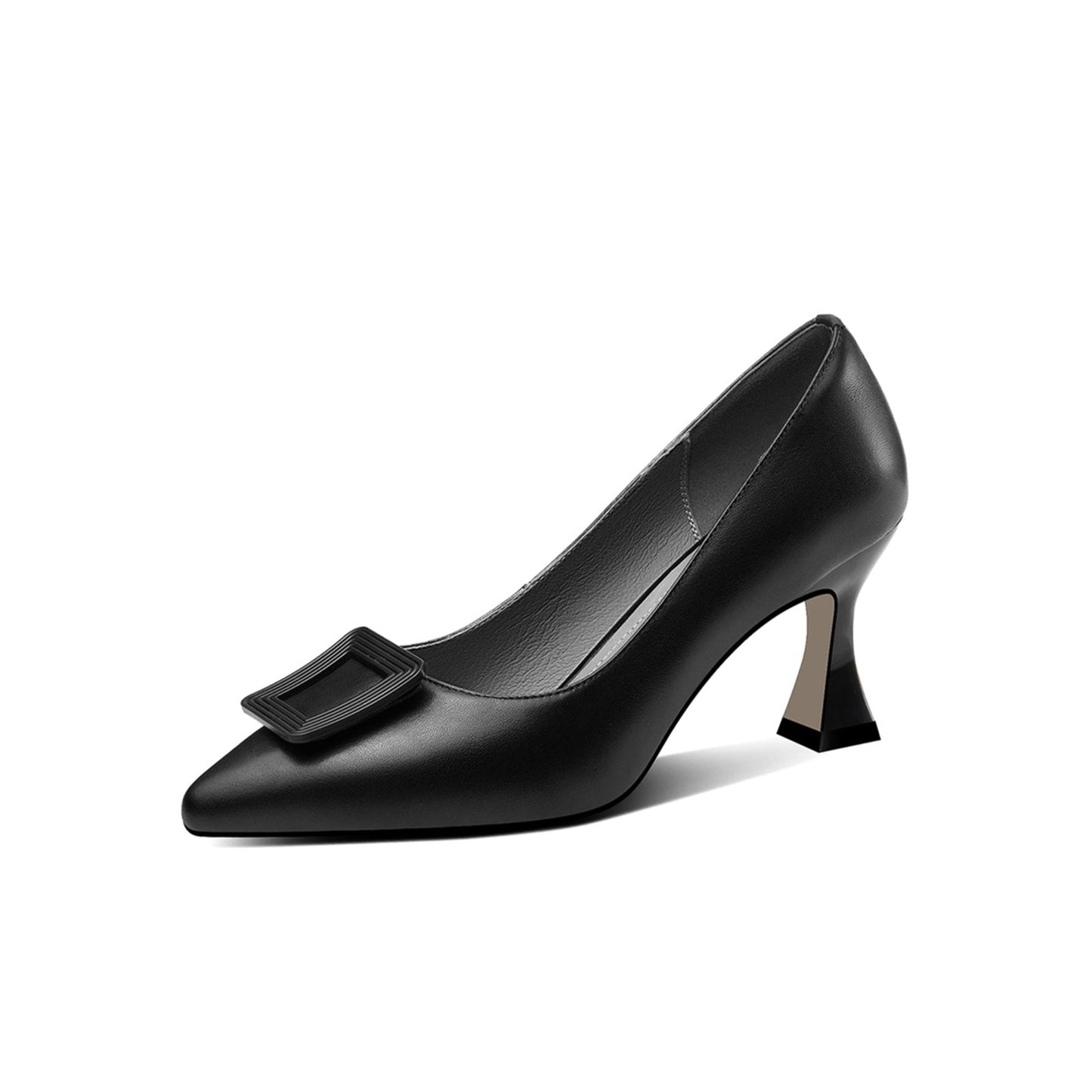 TinaCus Women's Pointed Toe Genuine Leather Handmade Kitten Heel Slip On Graceful Pumps Shoes