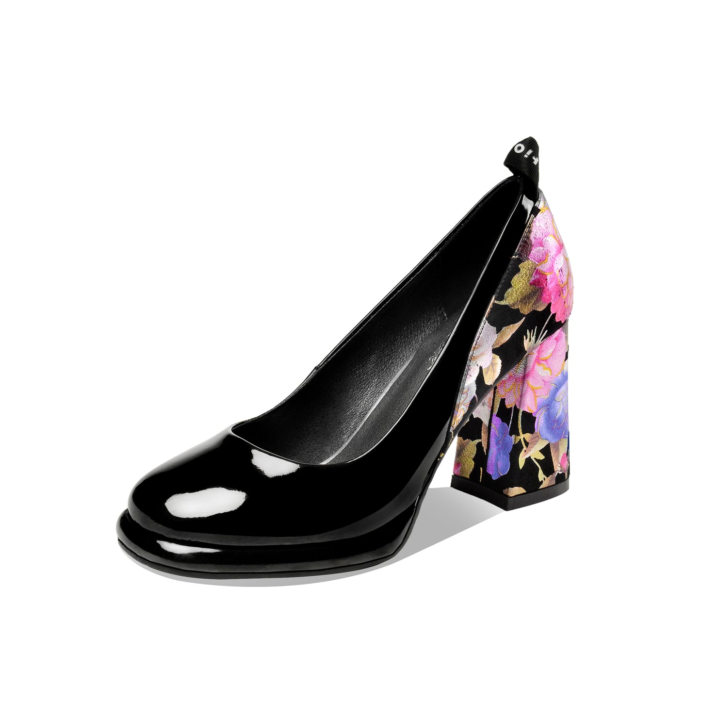 TinaCus Women's Round Toe Floral Patent Leather Handmade Platform High Chunky Heel Unique Pump Shoes