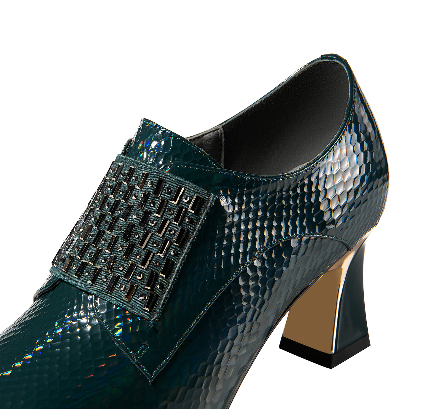 TinaCus Women's Genuine Leather Handmade Spool Heel Pointed Toe Slip On Stylish Oxford Pumps
