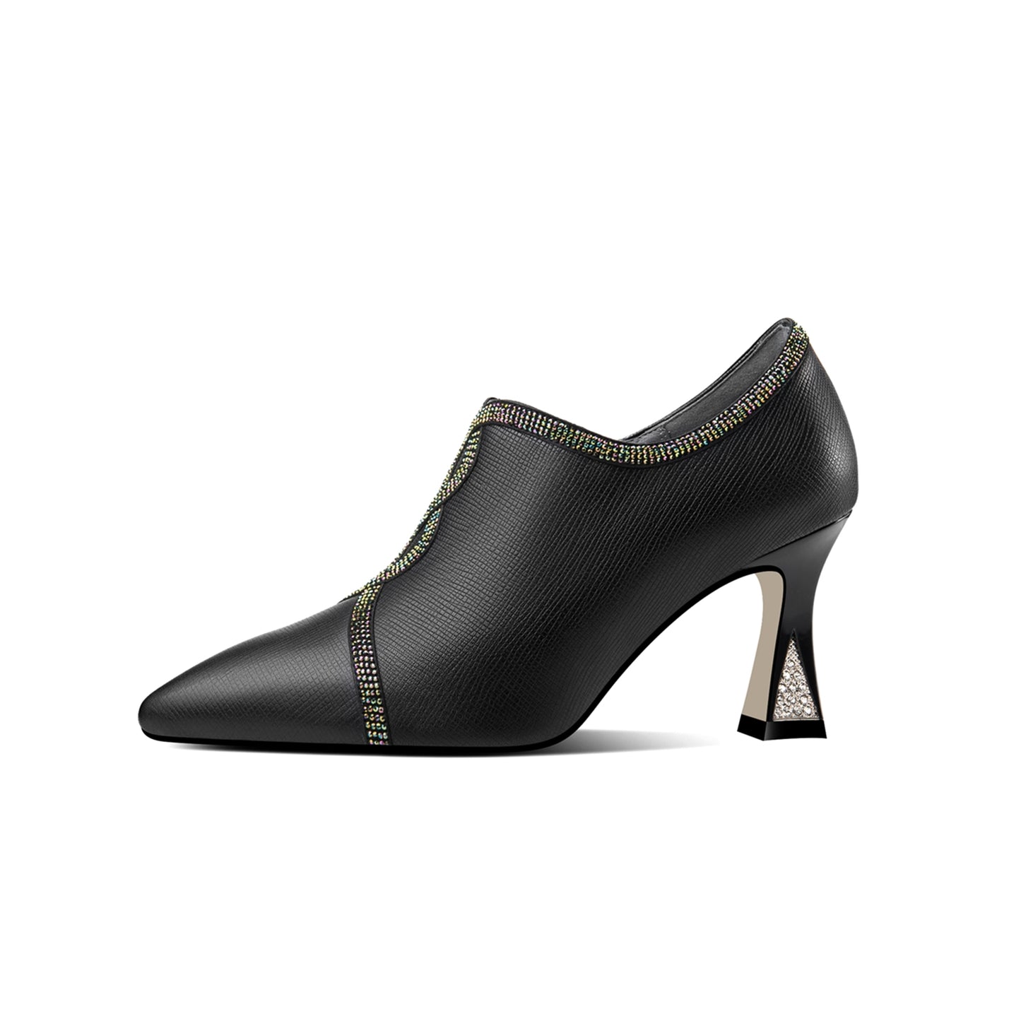 TinaCus Women's Handmade Genuine Leather High Heel Side Zip Up Glitter Pumps