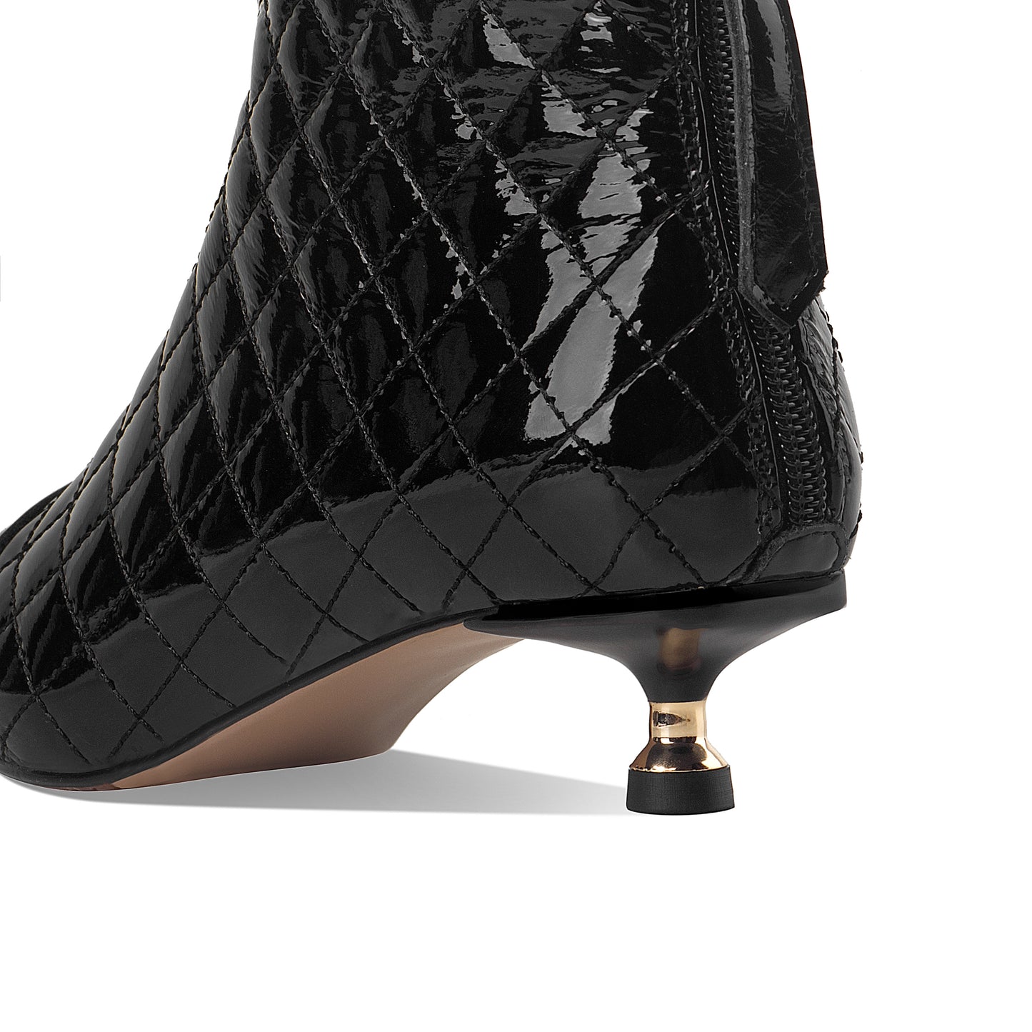 TinaCus Women's Genuine Leather Pointed Toe Handmade Plaid Stylish Kitten Heel Back Zipper Bootie