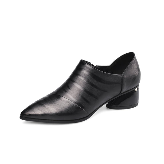 TinaCus Damen-Pumps aus echtem Leder, bedruckt, handgefertigt, spitze Zehenpartie, seitlicher Reißverschluss, lässige Schuhe mit niedrigem Absatz