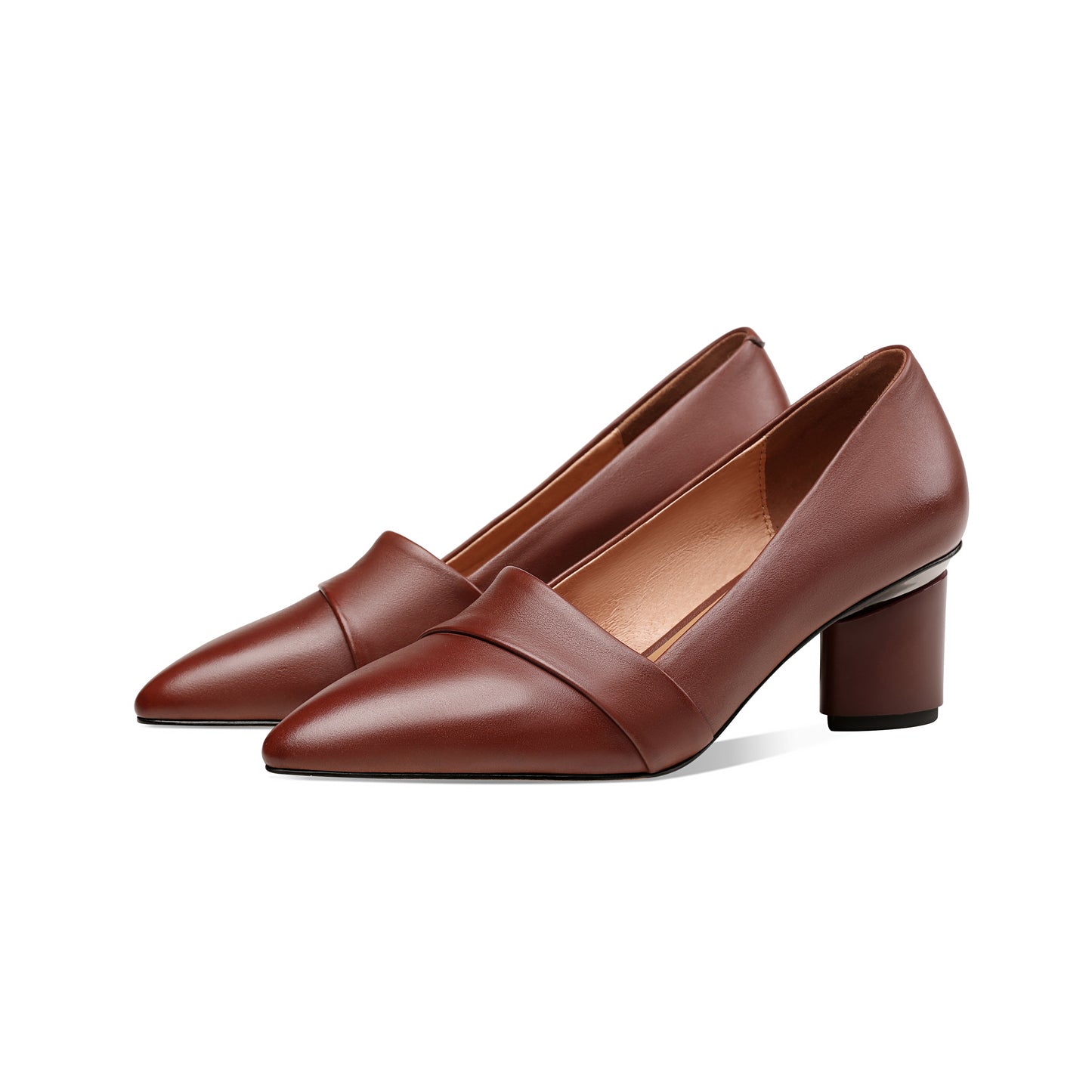 TinaCus Women's Genuine Leather Pointed Toe Handmade Mid Heels Slip On Vintage Pumps Shoes