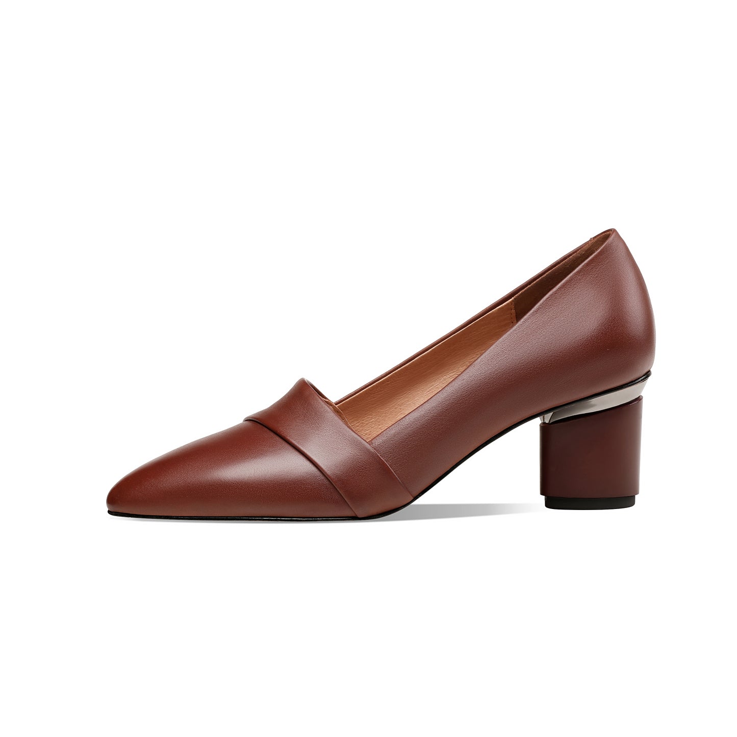 TinaCus Women's Genuine Leather Pointed Toe Handmade Mid Heels Slip On Vintage Pumps Shoes
