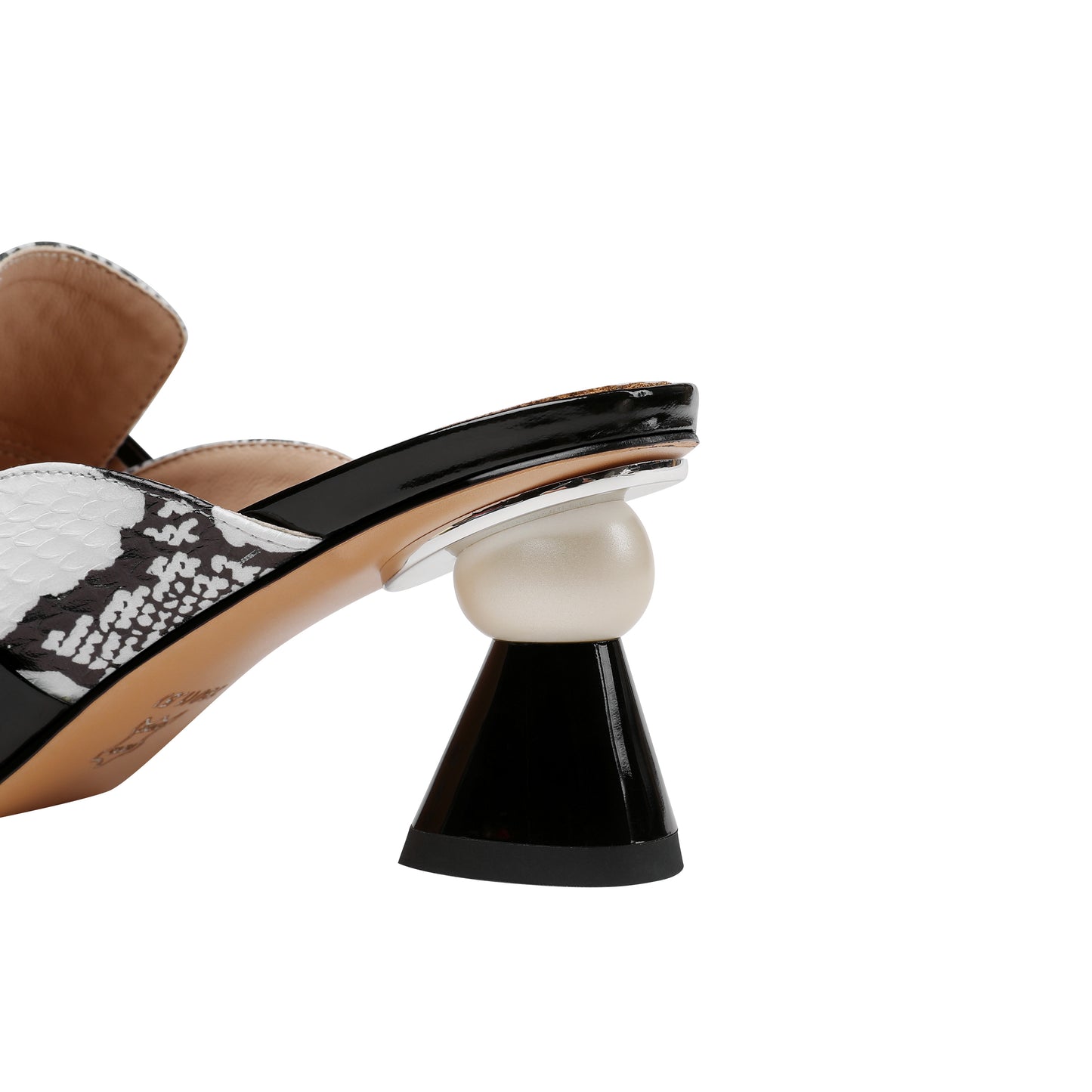 TinaCus Women's Handmade Leather Comfortable Unique Design Heel Peep Toe Slip On Mule Pumps