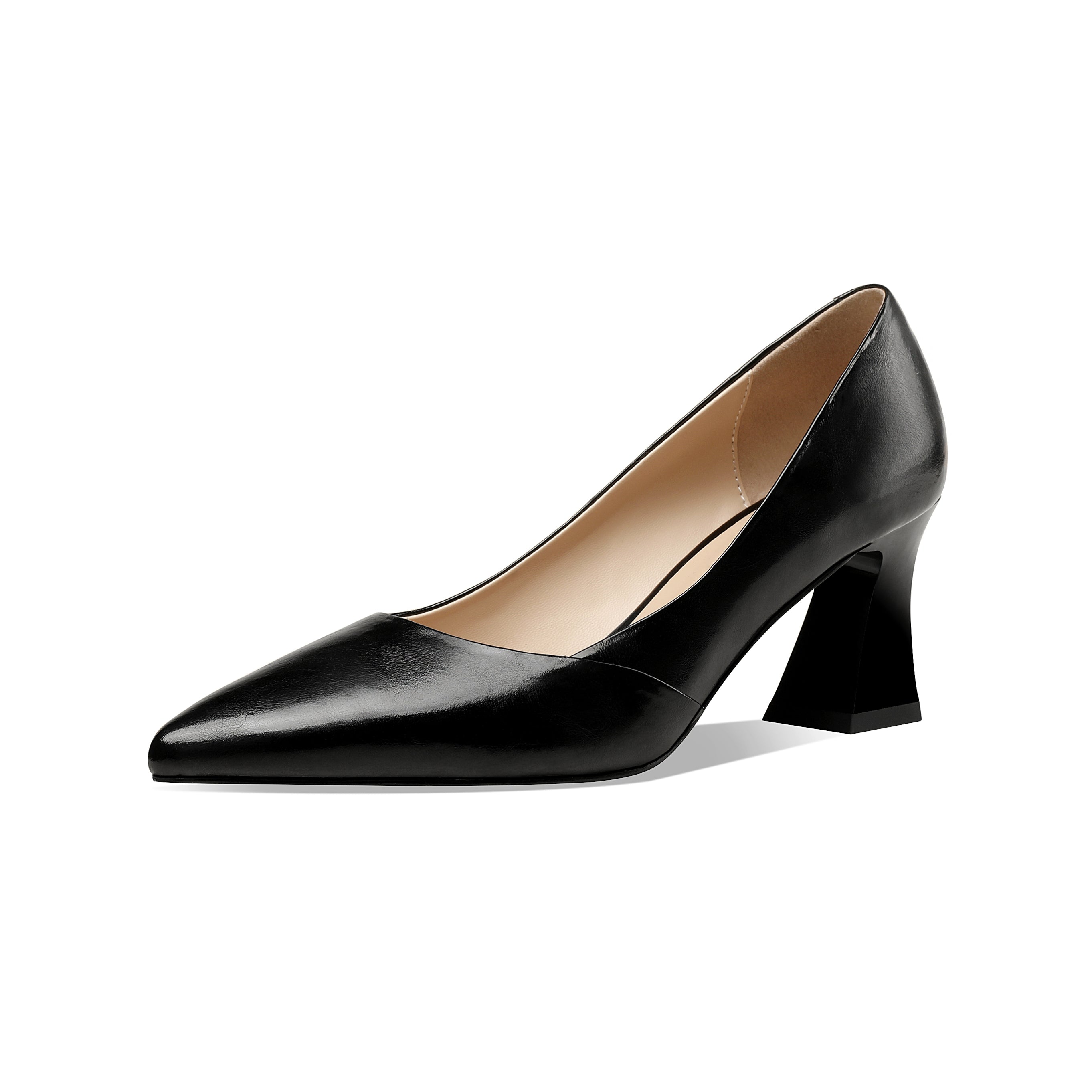 TinaCus Women's Genuine Leather Oxford Pumps - Handmade Pointed Toe Mid Heel Side Zip Shoes