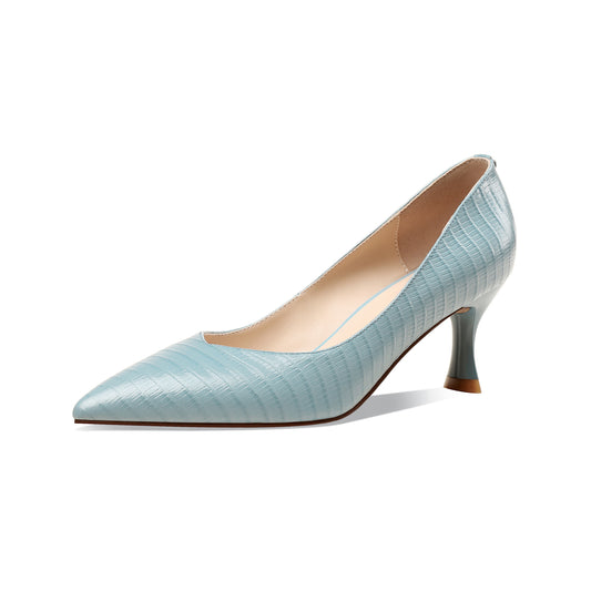 TinaCus Damen-Loafer-Pumps aus echtem Leder, handgefertigt, spitze Zehenpartie, V-förmig, mittlerer Stilettoabsatz, zum Hineinschlüpfen