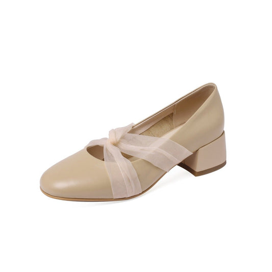 TinaCus Damen-Pumps aus echtem Leder, handgefertigt, mit klobigem Absatz und runder Zehenpartie