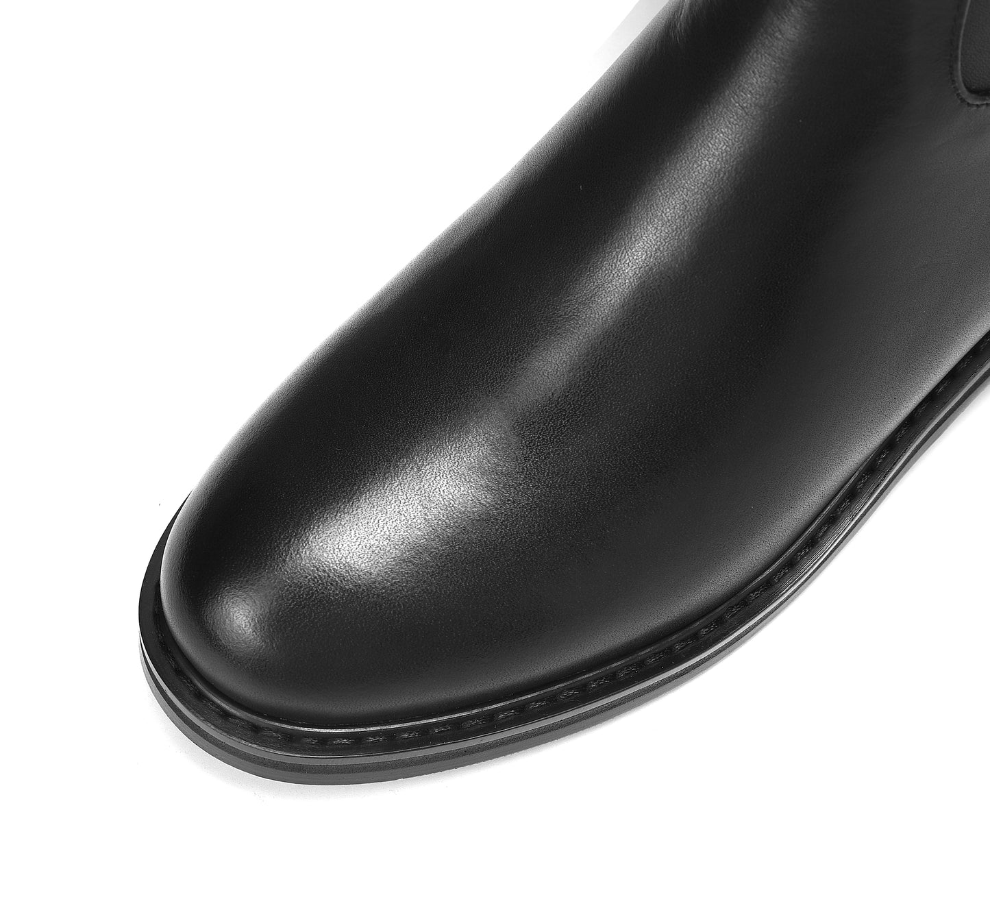 TinaCus Women's Genuine Leather Round Toe Handmade Half Side Zipper Low Chunky Heel Over Knee Boots