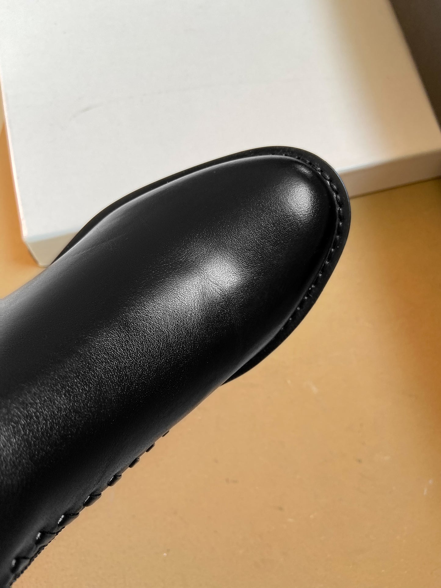 TinaCus Women's Handmade Genuine Leather Round Toe Mid Block Heel Side Zip Up Black Knee High Boots