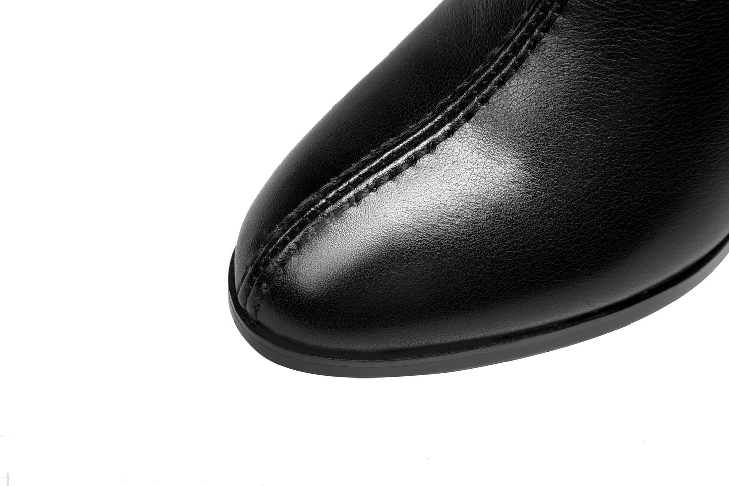 TinaCus Women's Genuine Leather Handmade Round Toe Side Zipper Chunky Heel Stylish Mid Calf Boots