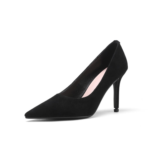 TinaCus Damen Wildleder Leder Spitzschuh Handgefertigt Stiletto High Heels Anmutige Pumps Schuhe