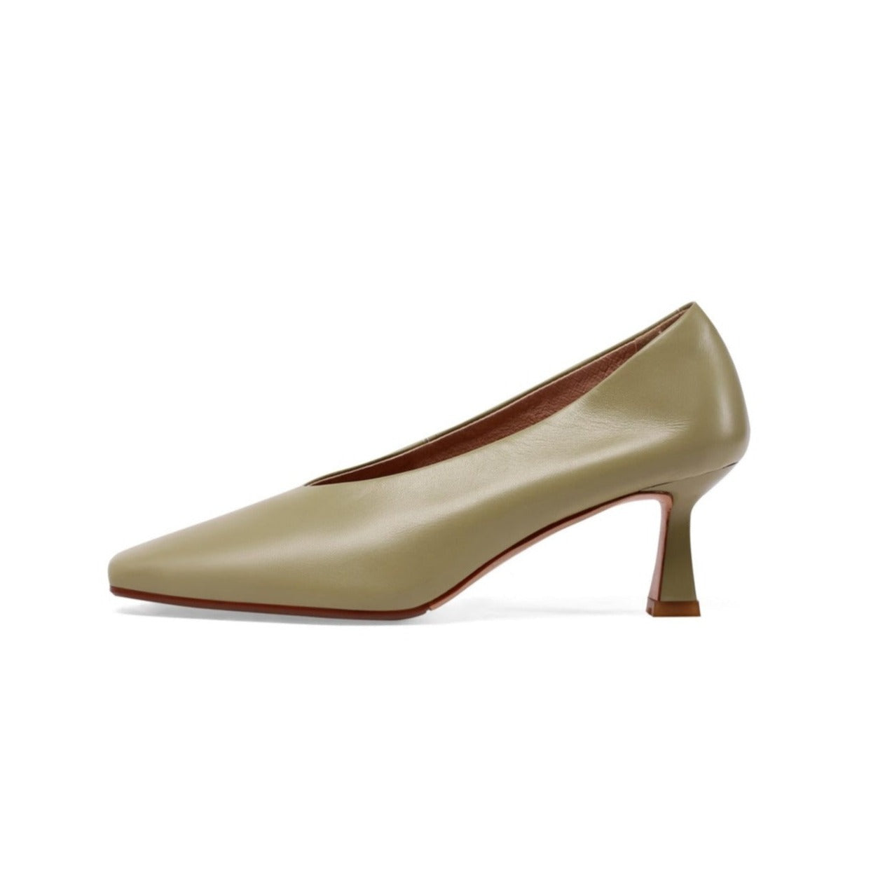 TinaCus Women's Handmade Genuine Leather Square Toe Stiletto Mid Heels Slip On Stylish Pumps Shoes
