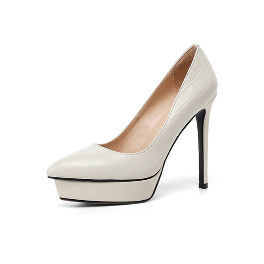 TinaCus Damen Echtleder Spitzschuh Handgefertigt Super High Stiletto Heels Trendy Pumps Schuhe mit Plateau