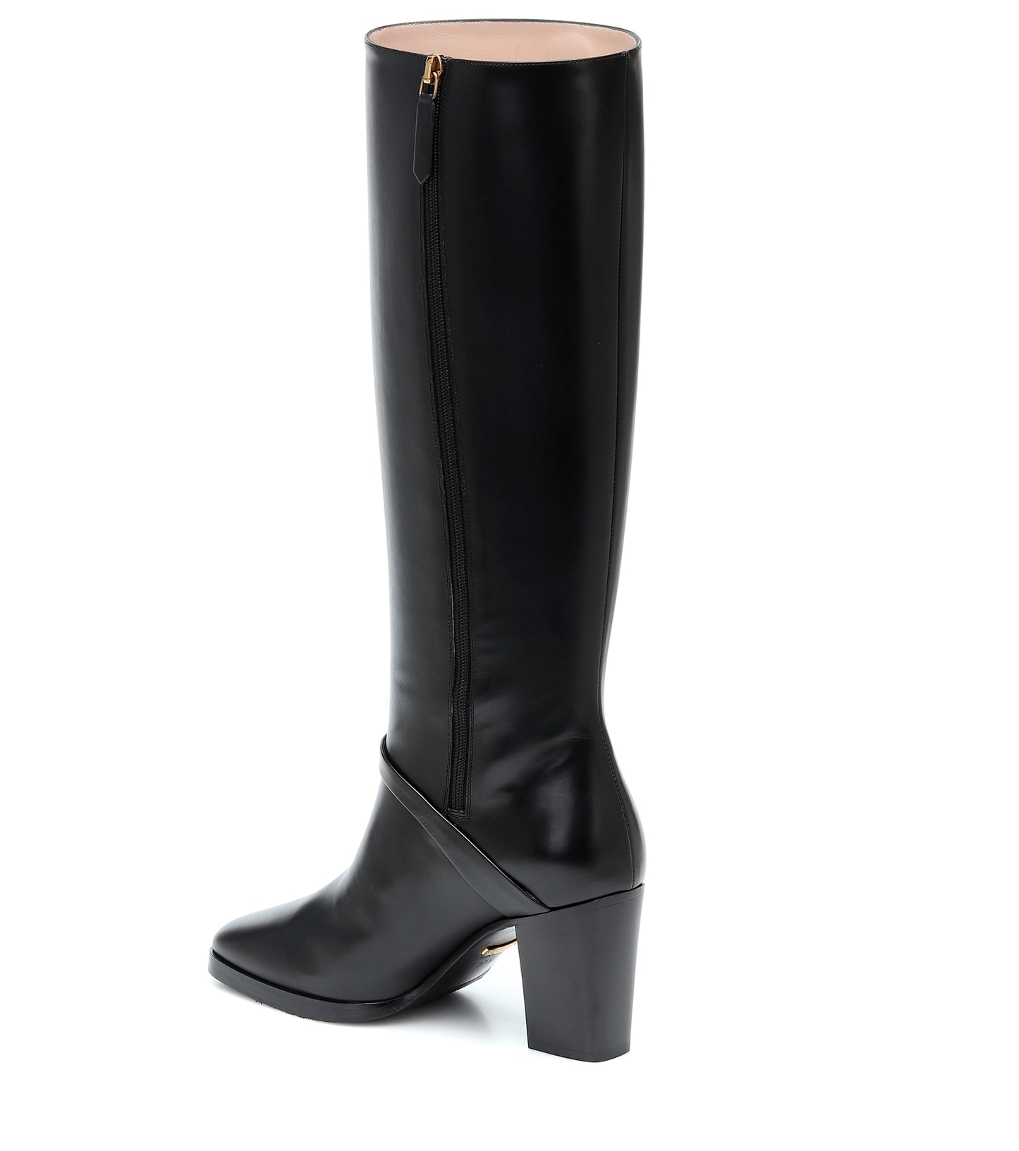 TinaCus Women's Square Toe Handmade Genuine Leather Side Zip Buckle Mid Chunky Heel Classic Knee High Boots