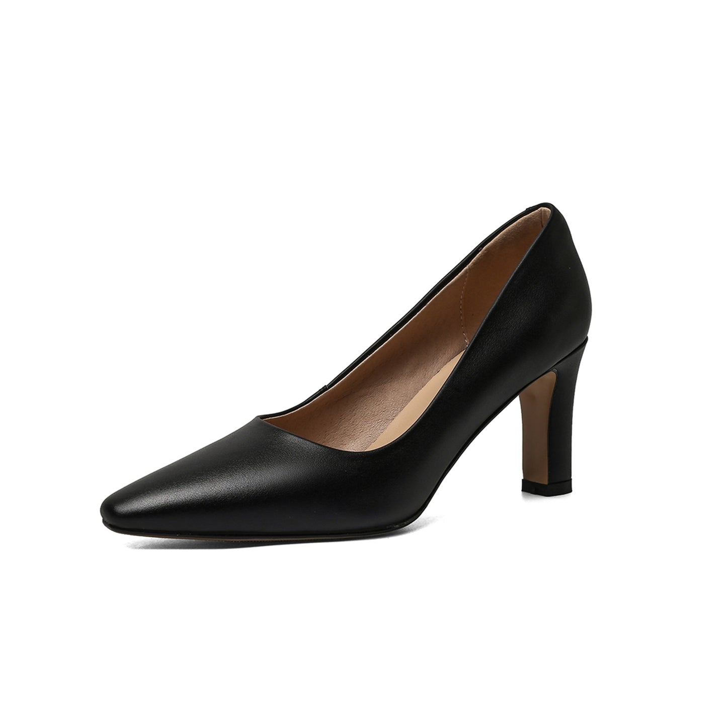 TinaCus Women's Genuine Leather Handmade High Heel Square Toe Easy Slip On Pump Shoes